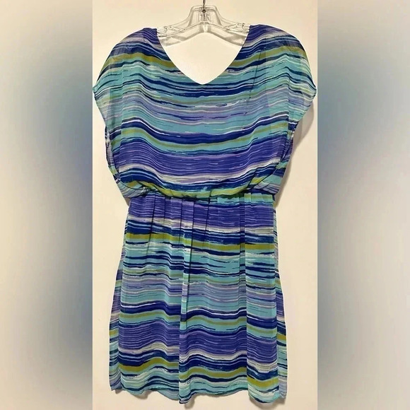 Lush blue striped sleeveless dress size L - Picture 2 of 5